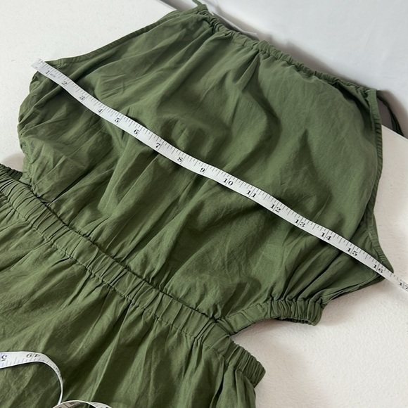 Gap Sz Small Halter Dress Cotton Midi Green Ruffle Milkmaid - Picture 10 of 16